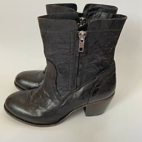 Bed Stu Cobbler Series Dark Brown Ankle boots Booties Size 9 Side Zip - Picture 1 of 10